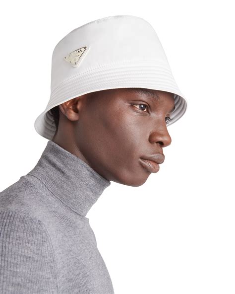 prada bucket hat white fluffy|Prada nylon beanie.